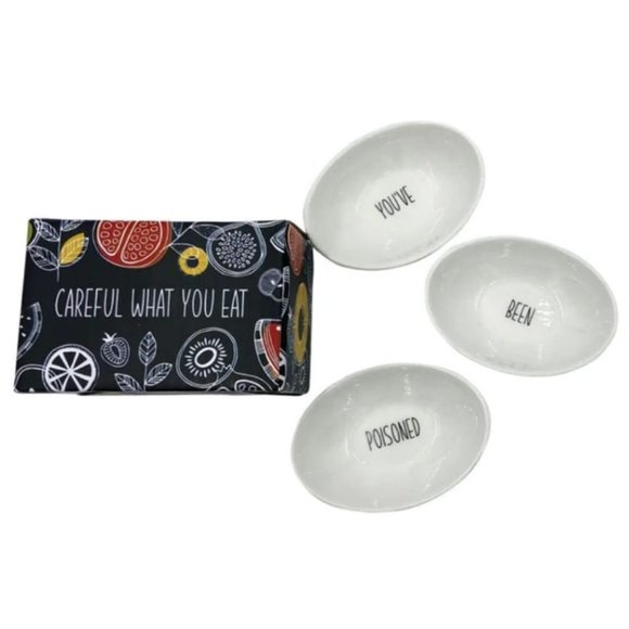 YOU'VE BEEN POISONED Ramekins Careful What You Eat Condiment Bowls Dish Gag Gift - Picture 2 of 4